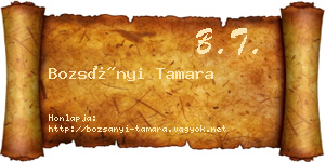 Bozsányi Tamara névjegykártya